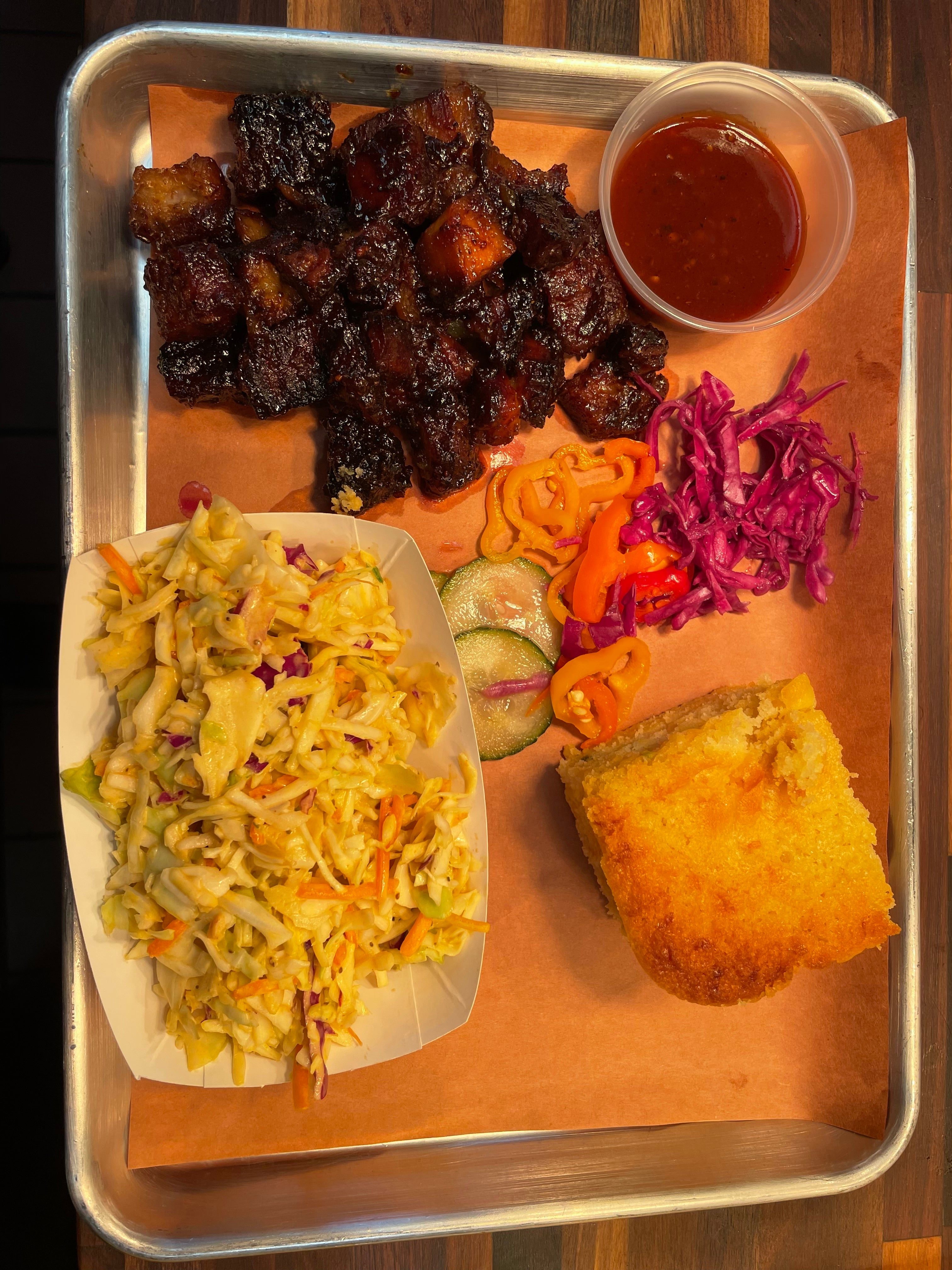 Pork Belly Burnt Ends Platter.