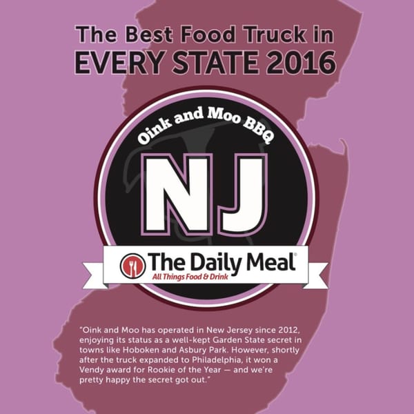 Oink and Moo BBQ's award from The Daily Meal for "Best Food Truck in Every State 2016".